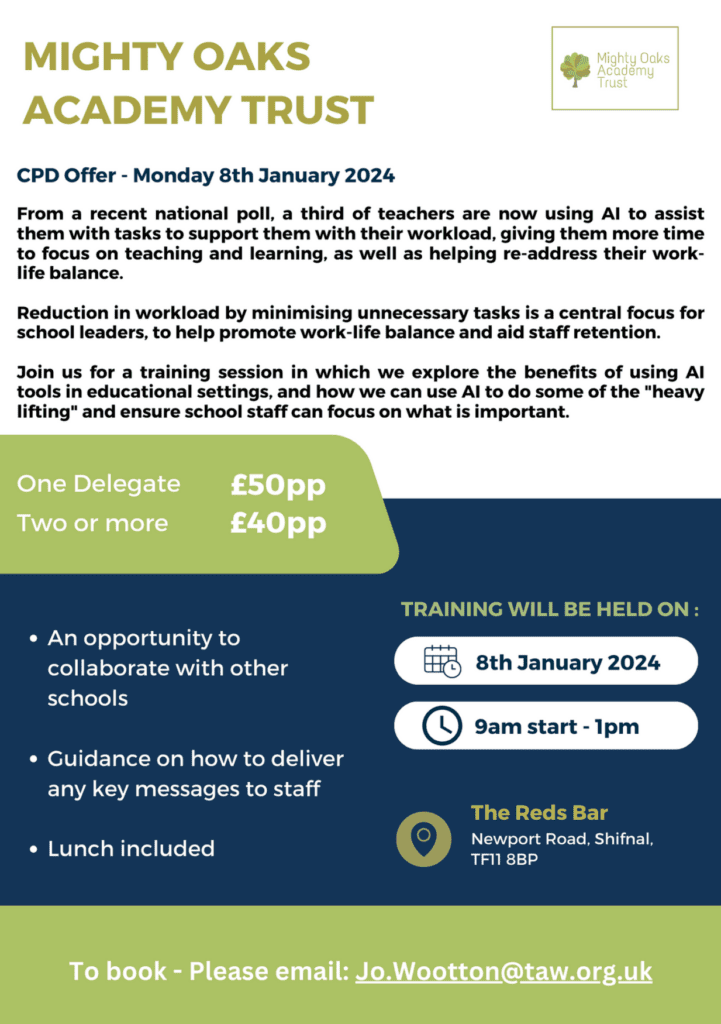 Mighty Oaks Academy Trust CPD Opportunity AI
